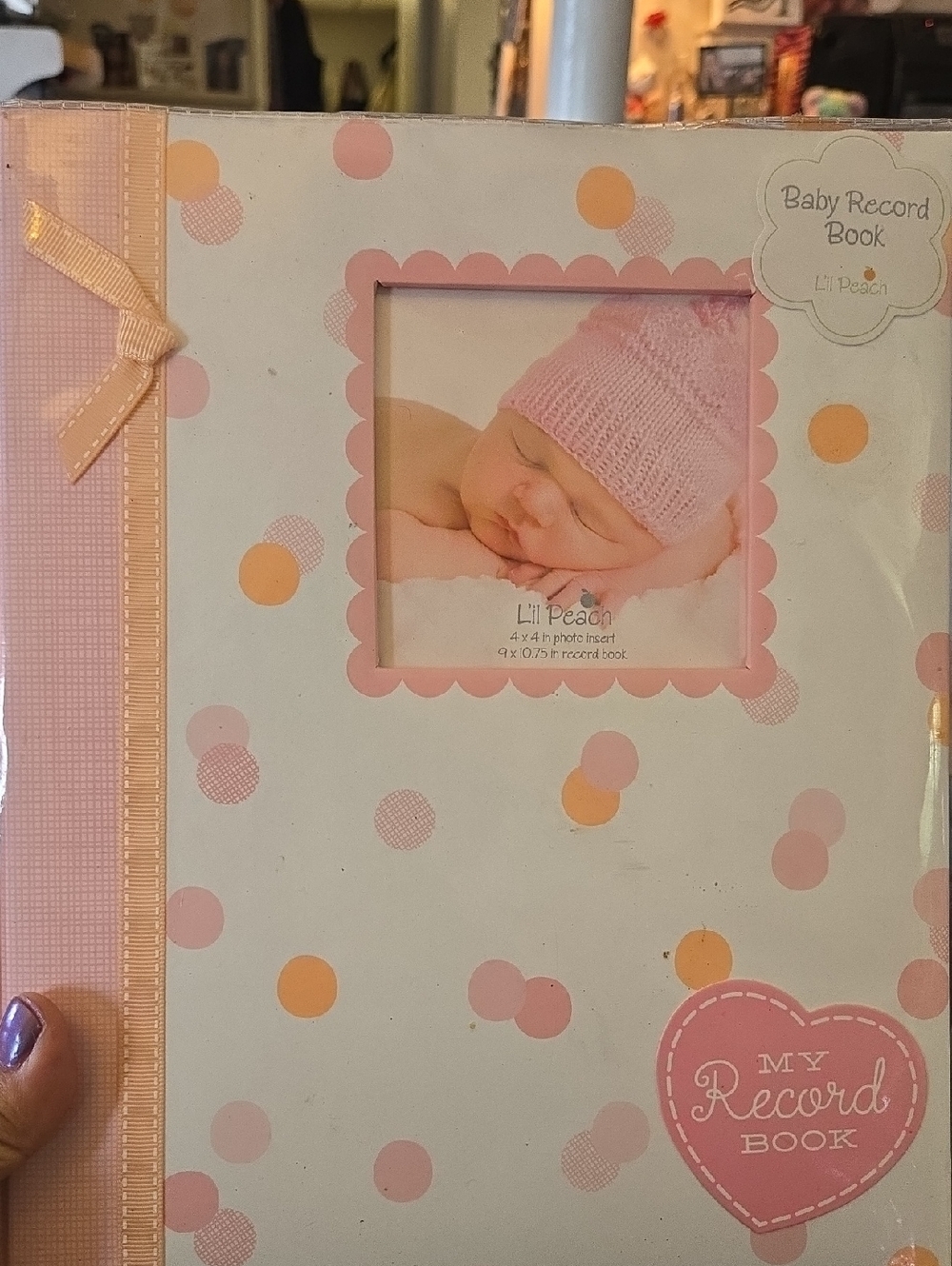 Lil Peach Baby Record Book - Pink Polka Dot Design